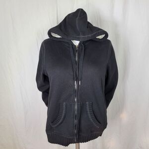 Faded Glory Hooded Zipper Front Black Jacket Size XL‎